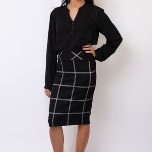 Checkered Black and Gray Pencil Skirt